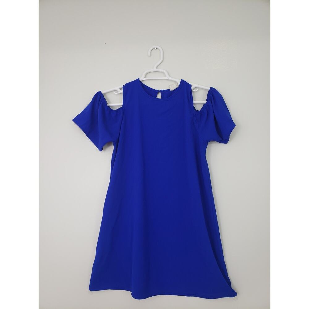 (Ju) Y2K Tovia womens Tunic Top Size L Cold Shoulder Royal Fairycore Festival